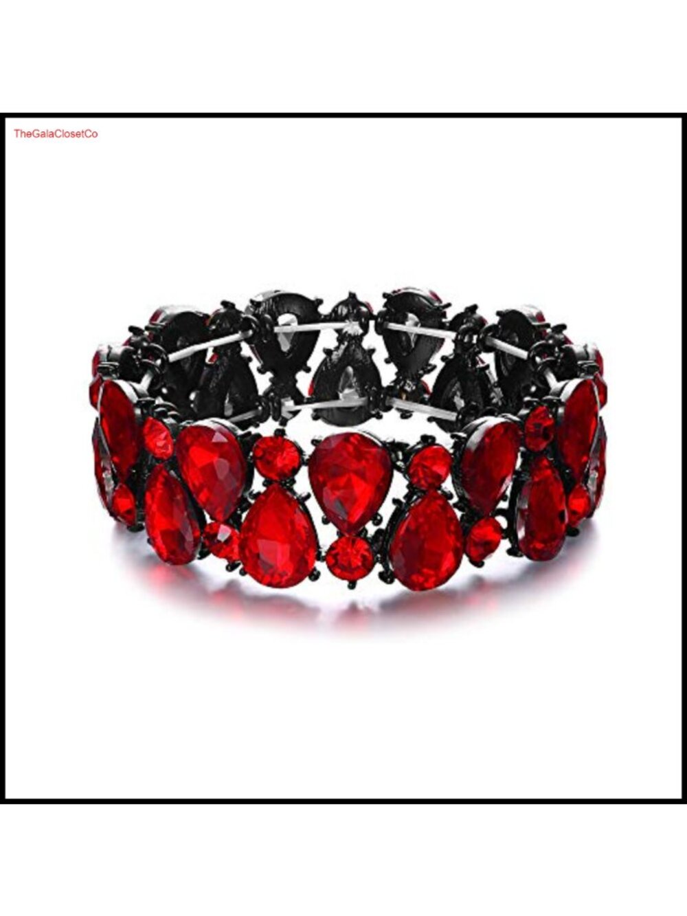 Crystal Teardrop Stretch Bracelet Rhinestone Statement Jewelry